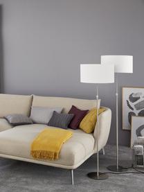 Klassieke vloerlamp Pina in wit, Lampenkap: stof (sits), Lampvoet: metaal, Wit, zilverkleurig, Ø 40 x H 150 cm