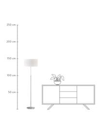 Lámpara de lectura Pina, estilo clásico, Pantalla: tela (chintz), Cable: cubierto en tela, Blanco, plateado, Ø 40 x Al 150 cm