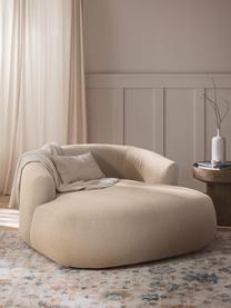 Sillón lounge grande en tejido bouclé Sofia, Tapizado: tejido bouclé (100% polié, Estructura: madera de abeto, tablero , Patas: plástico Este producto es, Bouclé beige claro, An 145 x F 144 cm