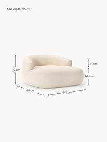 Sillón lounge grande en tejido bouclé Sofia, Tapizado: tejido bouclé (100% polié, Estructura: madera de abeto, tablero , Patas: plástico Este producto es, Bouclé beige claro, An 145 x F 144 cm