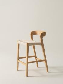 Taburete de bar Vikdalen, Estructura: madera de olmo, Asiento: trenza de cuerda de papel, Beige claro, madera de olmo, An 45 x Al 87 cm