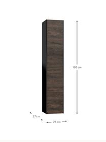 Vysoká koupelnová skříňka Ago, Š 25 cm, Černá, vzhled jasanového dřeva, Š 25 cm, V 130 cm