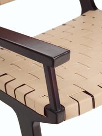 Cuero sintético-sillón Akina in beige, Asiento: cuero sintético (100% pol, Estructura: madera de acacia maciza p, Beige, An 62 x F 74 cm
