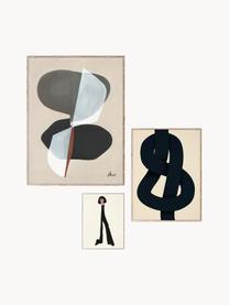 Poster Artwall no. 06 mit Rahmen, 3er-Set, Rahmen: Kiefernholz, Front: Plexiglas, Beige- und Schwarztöne, Set mit verschiedenen Größen