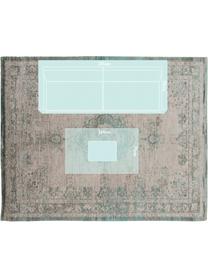 Tapis vintage chenille Medaillon, Vert, rose