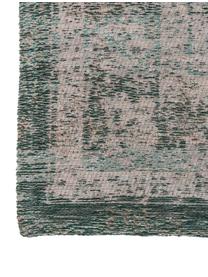 Tappeto vintage in ciniglia Medaillon, Tessuto: Jacquard, Retro: Filato di ciniglia, rives, Verde, rosa, Larg. 140 x Lung. 200 cm (taglia S)