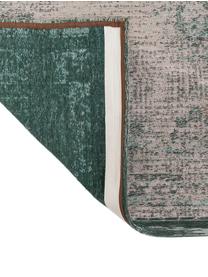 Vintage chenille vloerkleed Medaillon, Bovenzijde: chenille (katoen), Weeftechniek: jacquard, Onderzijde: chenille, gecoat met late, Groen, roze, B 140 x L 200 cm (maat S)