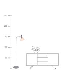 Leselampe Charlie aus Metall, Lampenschirm: Metall, beschichtet, Lampenfuß: Metall, beschichtet, Grau, Rosa, T 54 x H 158 cm