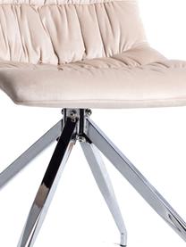 Krzesło tapicerowane z aksamitu Lea, Tapicerka: beżowy, Nogi: metal chromowany, Beżowy, chrom, S 46 x G 52 cm