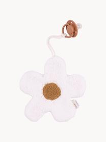 Doudou artesanal Daisy, con clip protage chupetes, Poliéster, Blanco Off White, marrón claro, An 20 x L 20 cm