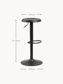 Taburetes altos regulables Finch, 2 uds., Metal con pintura en polvo, Negro, Ø 40 x Al 80 cm