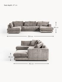 Narożna sofa modułowa Tribeca, Tapicerka: 100% poliester Dzięki tka, Stelaż: drewno bukowe, drewno sos, Nogi: drewno sosnowe Ten produk, Taupe tkanina, S 356 x G 192 cm, lewostronna