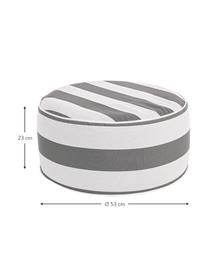 Aufblasbarer Outdoor-Pouf Stripes in Weiß/Grau, Bezug: 100% Polyestergewebe (200, Weiß, Grau, gestreift, Ø 53 x H 23 cm