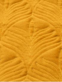 Gewatteerde fluwelen kussenhoes Celine met fijn patroon, Okergeel, 40 x 40 cm