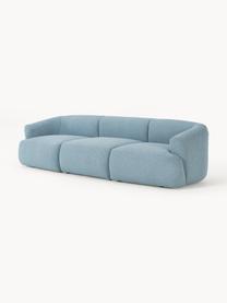 Modulares Bouclé-Sofa Sofia (3-Sitzer), Bezug: Bouclé (100 % Polyester) , Gestell: Fichtenholz, Spanplatte, , Bouclé Blau, B 277 x T 103 cm