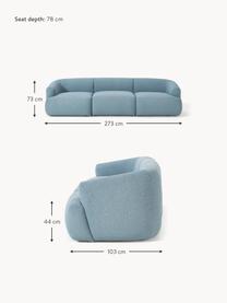 Modulares Bouclé-Sofa Sofia (3-Sitzer), Bezug: Bouclé (100 % Polyester) , Gestell: Fichtenholz, FSC-zertifiz, Bouclé Blau, B 273 x T 103 cm