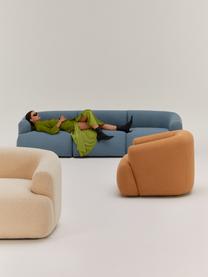 Sofa modułowa Bouclé Sofia (3-osobowa), Tapicerka: Bouclé (100% poliester) D, Stelaż: drewno świerkowe, płyta w, Nogi: tworzywo sztuczne Ten pro, Niebieski Bouclé, S 277 x G 103 cm