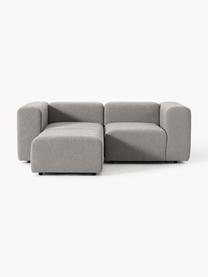 Modulares Bouclé-Sofa Lena (3-Sitzer) mit Hocker, Bezug: Bouclé (93 % Polyester, 6, Gestell: Buchenholz, Spanplatte, H, Bouclé Grau, B 211 x T 181 cm