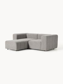 Modulares Bouclé-Sofa Lena (3-Sitzer) mit Hocker, Bezug: Bouclé (93 % Polyester, 6, Gestell: Buchenholz, Spanplatte, H, Bouclé Grau, B 211 x T 181 cm