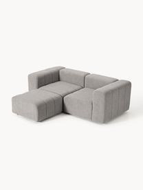 Modulares Bouclé-Sofa Lena (3-Sitzer) mit Hocker, Bezug: Bouclé (93 % Polyester, 6, Gestell: Buchenholz, Spanplatte, H, Bouclé Grau, B 211 x T 181 cm