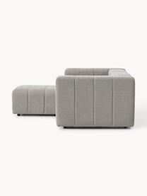 Modulares Bouclé-Sofa Lena (3-Sitzer) mit Hocker, Bezug: Bouclé (93 % Polyester, 6, Gestell: Buchenholz, Spanplatte, H, Füße: Kunststoff, Bouclé Grau, B 211 x T 181 cm