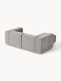 Modulares Bouclé-Sofa Lena (3-Sitzer) mit Hocker, Bezug: Bouclé (93 % Polyester, 6, Gestell: Buchenholz, Spanplatte, H, Füße: Kunststoff, Bouclé Grau, B 211 x T 181 cm