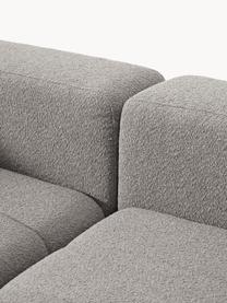 Modulares Bouclé-Sofa Lena (3-Sitzer) mit Hocker, Bezug: Bouclé (93 % Polyester, 6, Gestell: Buchenholz, Spanplatte, H, Füße: Kunststoff, Bouclé Grau, B 211 x T 181 cm