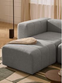 Modulares Bouclé-Sofa Lena (3-Sitzer) mit Hocker, Bezug: Bouclé (93 % Polyester, 6, Gestell: Buchenholz, Spanplatte, H, Bouclé Grau, B 211 x T 181 cm