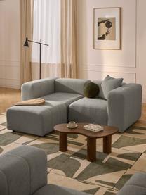 Modulares Bouclé-Sofa Lena (3-Sitzer) mit Hocker, Bezug: Bouclé (93 % Polyester, 6, Gestell: Buchenholz, Spanplatte, H, Füße: Kunststoff, Bouclé Grau, B 211 x T 181 cm