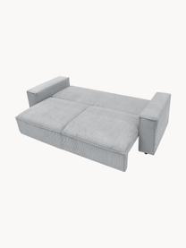 Sofa rozkładana ze sztruksu z miejscem do przechowywania Nihad (3-osobowa), Tapicerka: sztruks poliestrowy, Nogi: tworzywo sztuczne, Jasnoszary sztruks, S 245 x G 102 cm