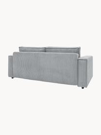 Sofa rozkładana ze sztruksu z miejscem do przechowywania Nihad (3-osobowa), Tapicerka: sztruks poliestrowy, Nogi: tworzywo sztuczne, Jasnoszary sztruks, S 245 x G 102 cm