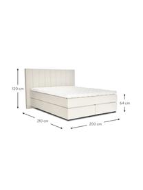 Cama matrimonial de teciopelo Premium Lacey, Patas: madera de haya maciza pin, Beige, 200 x 200 cm