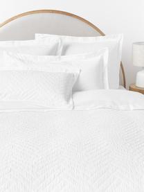 Funda de almohada de algodón texturizado con dobladillo Elinor, Parte trasera: Renforcé Densidad de hilo, Blanco, An 45 x L 110 cm