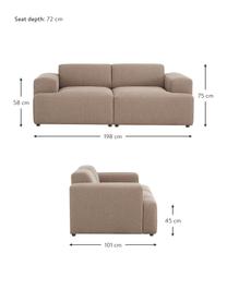 Sofa Melva (2-osobowa), Tapicerka: 100% poliester Dzięki tka, Stelaż: lite drewno sosnowe, cert, Nogi: tworzywo sztuczne, Nugatowa tkanina, S 198 x G 101 cm