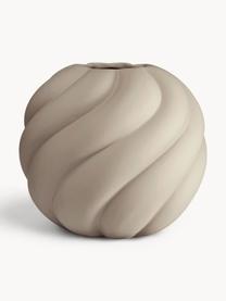 Handbemalte Keramik-Vase Twist Ball, H 20 cm, Keramik, Hellbeige, Ø 22 x H 20 cm