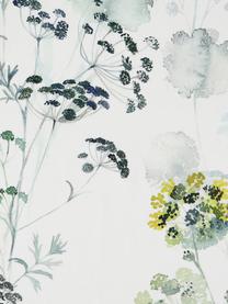 Tafelkleed Herbier met aquarel print, Katoen, Wit, groentinten, 4-6 personen (B 160 x L 160 cm)