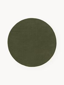 Tapis rond en coton tissé main Lora, Vert olive, Ø 120 cm (taille S)