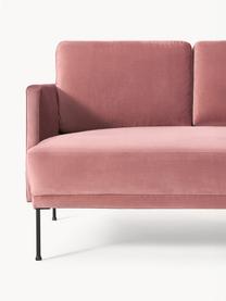 Samt-Sofa Fluente (2-Sitzer), Bezug: Samt (Hochwertiger Polyes, Gestell: Massives Kiefernholz, Füße: Metall, pulverbeschichtet, Samt Altrosa, B 166 x T 85 cm