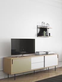 Credenza scandi Danny, Superficie: con finitura in legno di , Gambe: acciaio verniciato, Legno di quercia, bianco, grigio, Larg. 201 x Alt. 65 cm