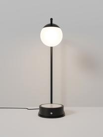 Tischlampe Gael mit kabelloser Ladefunktion, Lampenschirm: Opalglas, Schwarz, Weiß, B 11 x H 38 cm
