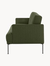 Schlafsofa Fluente (3-Sitzer), Bezug: 80 % Polyester, 20 % Rami, Gestell: Massives Kiefernholz, FSC, Füße: Metall, pulverbeschichtet, Webstoff Dunkelgrün, B 220 x T 88 cm