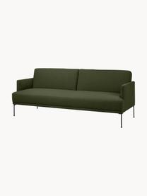 Schlafsofa Fluente (3-Sitzer), Bezug: 80 % Polyester, 20 % Rami, Gestell: Massives Kiefernholz, FSC, Webstoff Dunkelgrün, B 220 x T 88 cm