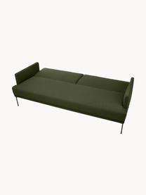 Schlafsofa Fluente (3-Sitzer), Bezug: 80 % Polyester, 20 % Rami, Gestell: Massives Kiefernholz, FSC, Füße: Metall, pulverbeschichtet, Webstoff Dunkelgrün, B 220 x T 88 cm