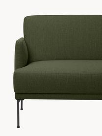 Schlafsofa Fluente (3-Sitzer), Bezug: 80 % Polyester, 20 % Rami, Gestell: Massives Kiefernholz, FSC, Füße: Metall, pulverbeschichtet, Webstoff Dunkelgrün, B 220 x T 88 cm