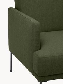 Schlafsofa Fluente (3-Sitzer), Bezug: 80 % Polyester, 20 % Rami, Gestell: Massives Kiefernholz, FSC, Füße: Metall, pulverbeschichtet, Webstoff Dunkelgrün, B 220 x T 88 cm