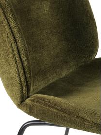 Sedia imbottita in velluto Beetle, Rivestimento: 100% velluto (poliestere), Gambe: acciaio rivestito, Velluto verde oliva, nero opaco, Larg. 56 x Prof. 58 cm