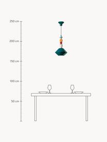 Ručně vyrobené designové závěsné svítidlo Lariat, Petrolejová, více barev, Ø 31 cm, V 56 cm