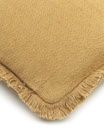 Federa arredo con frange decorative Lorel, 100% cotone, Giallo ocra, Larg. 40 x Lung. 40 cm