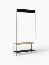 Armario de metal June, Estructura: metal con pintura en polv, Asiento: yute, madera contrachapad, Estantes: metal, Negro, beige, An 85 x Al 185 cm