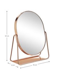 Ovale make-upspiegel Gloria met roségouden metalen frame, Frame: gecoat metaal, Roségoudkleurig, B 16 x H 22 cm